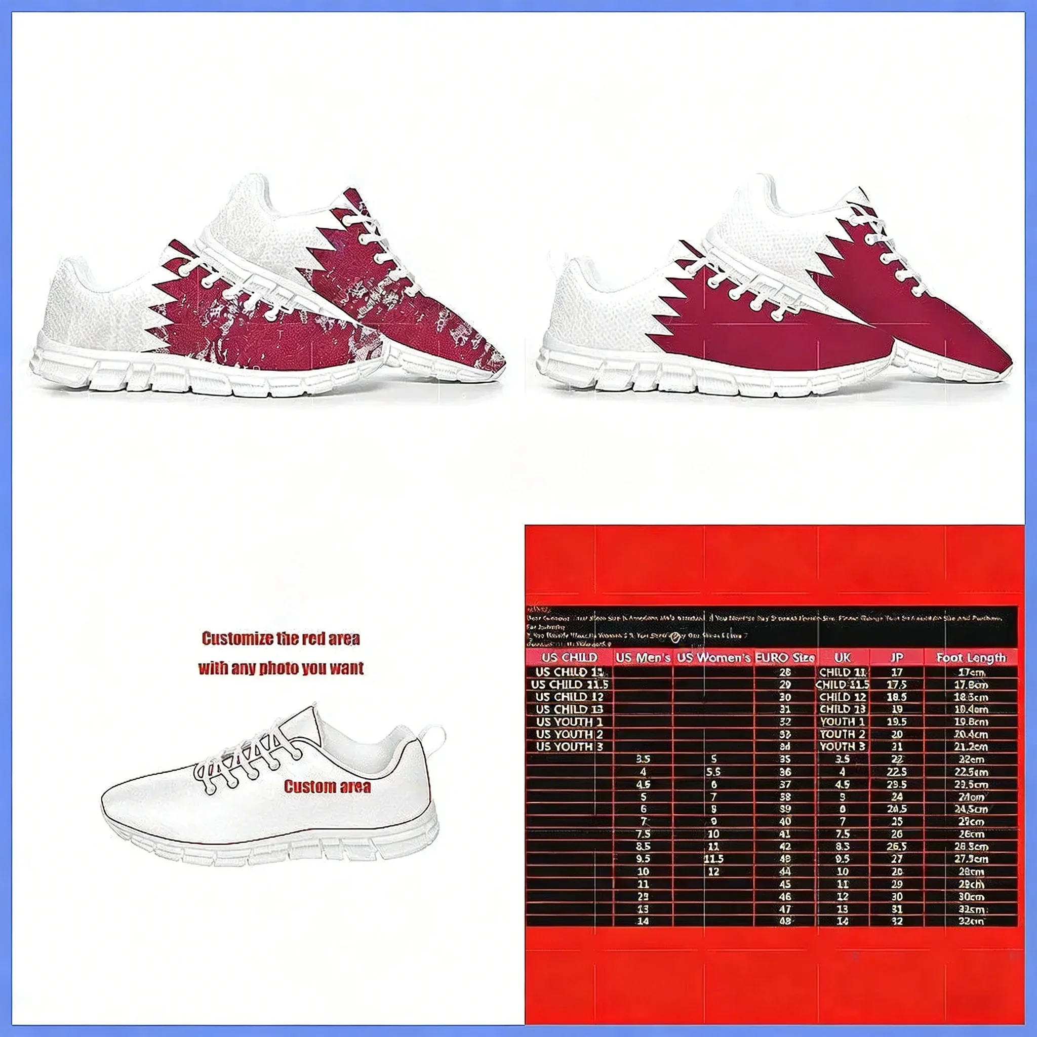 Men Shoes Qatar - Katar Bayraklı Spor Ayakkabılar, Erkekler ve